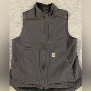 Carhartt WOMEN'S WASHED DUCK SHERPA LINED MOCK NECK VEST Full Zip Size Medium